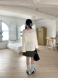 Lipu boat neck overfit soft long sleeve knit