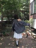 [MADE] Riche Over Boxy Check Long Sleeve Wrinkle Shirt