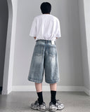 Milk Washing Bermuda Denim Pants