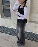 Keypin Black Washing Wide Pants