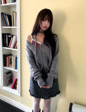[Strap + Knit SET] Noda Side Button V-Neck Knit Button Cardigan