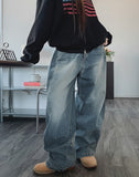 Blind washing balloon denim pants