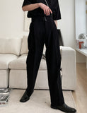 Two-Tuck Belted Wide Pants