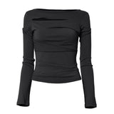 Asymmetrical Draped Long Sleeve