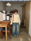 Lemmry Star Vintage Washing Denim Wide Pants