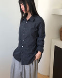 Big check collar overfit long-sleeved shirt