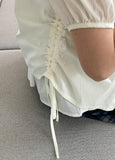 Kimin Shirring Strap Round Puff Blouse