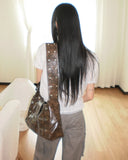 Vintage Leather Wide Strap Crossbody Bag