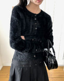 Rodan Angora round neck fur cardigan