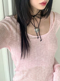 Roche Silver Bold Heart Strap Necklace