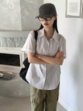 Index Stripe Rollup Collar Short Sleeve Shirt