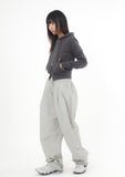 Eyelet 2-way short hood zip-up