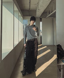 Linked Shoulder Zipper Ribbed Half-Neck Knit