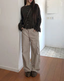 Kepit Frill Button Long Sleeve Knit Cardigan