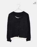 Meko Color Matching Layered Double Long Sleeve Knit Cardigan
