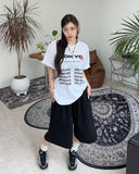 Linen graphic bermuda pants