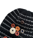 BUTTON STRIPE BEANIE