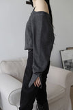 Soft button sleeve sweatshirt