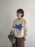 Melbona Flower Raglan Wool Round Knit