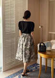 Mulian Toile Jacquard Pattern Flare Banding Skirt