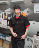 Kelden Cutout Short Sleeve Trucker Shacket