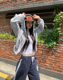 Arring Pretty Motion Lettering Pocket Long Sleeve Hood Zip-Up