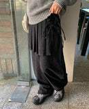 Mitka Wrap Skirt Layered Corduroy Banding Wide Pants