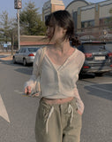 Lizu Delicate V-Neck Crop Cardigan