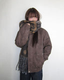 Peoen High Neck Fur Suede Jacket