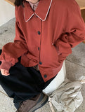 Raumi color matching line collar jacket