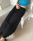 [Adjustable Strap] Genshi Frill Span Strap Long Skirt