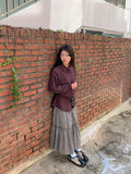 Wendell Check Frill Banding Long Skirt