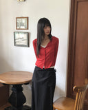 Caro Nylon Slit Layered Wrap Skirt