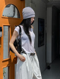 Sheer see-through boat neck cropped short sleeve