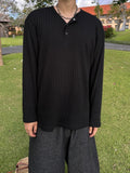 Simple Line Henley Neck Long Sleeve