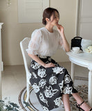 Mona Rose Flare Banding Long Skirt