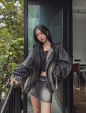 Denji unbalanced denim mini skirt