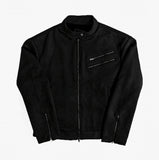 Thesby Double Zipper Tweed Suede Biker Jacket