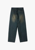 FRONT LINE WASHED DENIM PANTS
