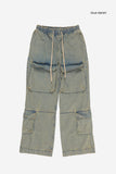 Clou tin dyeing banding cargo denim pants