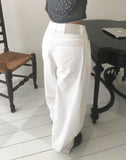 Noyal Ribbon Punching Stitch Wide Pants