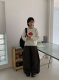 Colness Mushroom Print Wool Round Knit