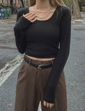 Slim Silhouette Basic U-neck Long-sleeved