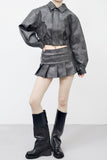 Martina Leather Jacket + Pleated Skirt Set