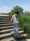 Dao Cat Washing Wide Denim Pants