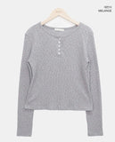 Maem Flower Waffle Henley Neck Long Sleeve T-shirt