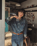 Combed fabric washed wide denim