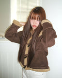 Duna Suede Hooded Duffle Fleece Fur Mustang Jacket