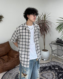 Nian Linen Check Short Sleeve Shirt