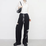 Pidyu Color Matching Side Slit Pants
